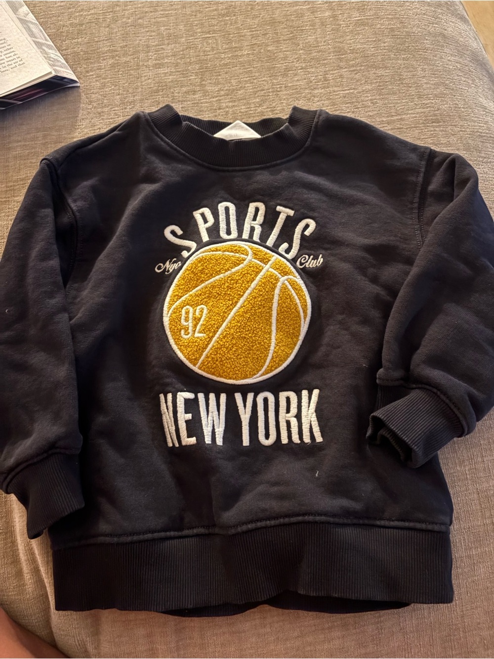 H&M Black Crewneck Sweatshirt with Yellow Basketball Patch